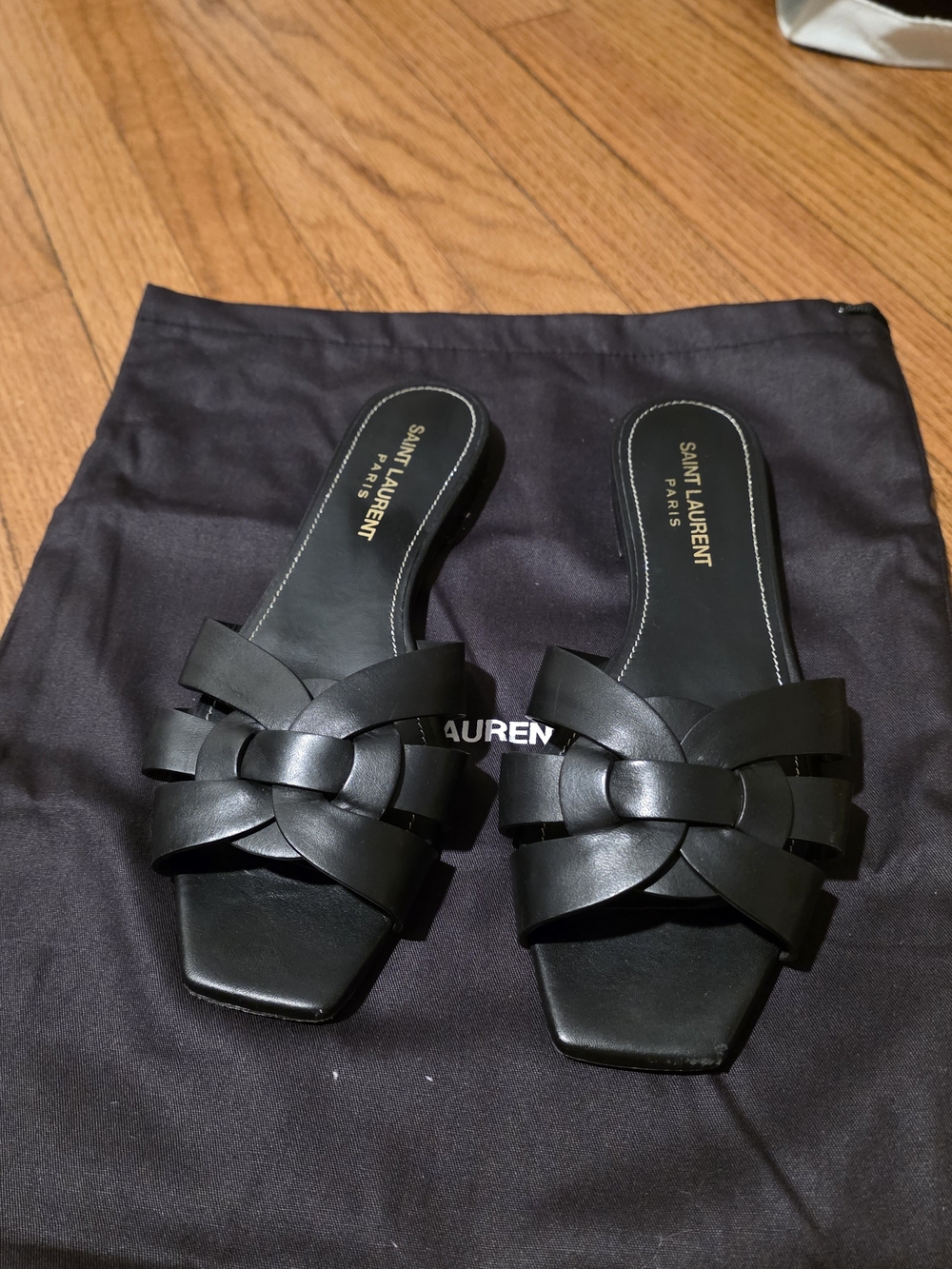 Saint Laurent Tribute Woven Leather Slides